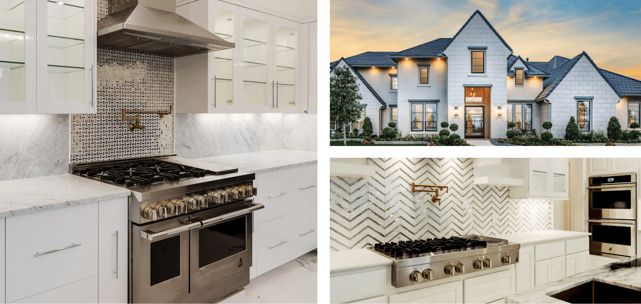 Photo of kitchen with JennAir range, Exterior of a luxury home, The kitchen and dining area of a luxury home