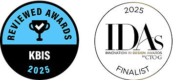 The Reviewed Awards for KBIS 2025 Logo and the IDA awards logo.