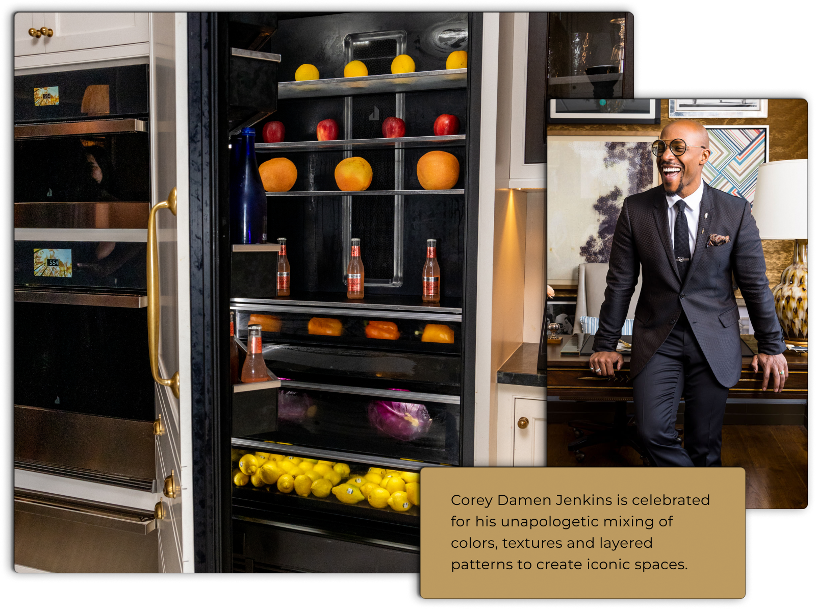 An open JennAir® Column and Portrait of Corey Damen Jenkins.