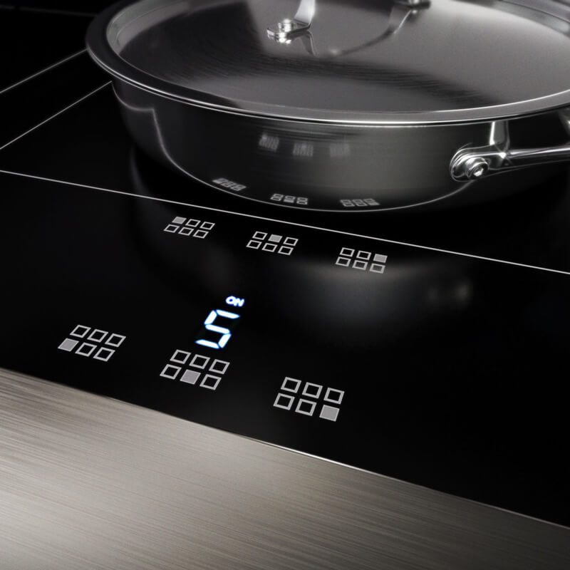An induction cooktop delivering consistent, even heat across the pan for precise cooking results.