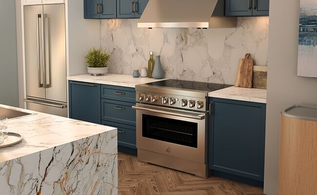 An induction range in a luxury kitchen.