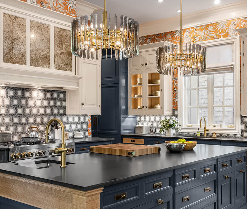A luxury kitchen island designed for entertaining.