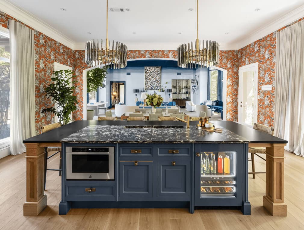 A large kitchen island for entertaining.