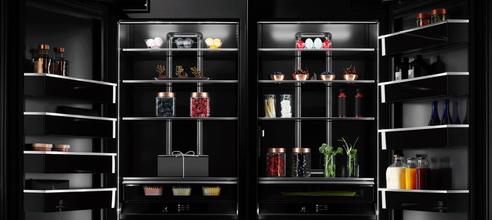 Ingredients neatly organized inside a refrigerator Ingredients neatly organized inside a refrigerator