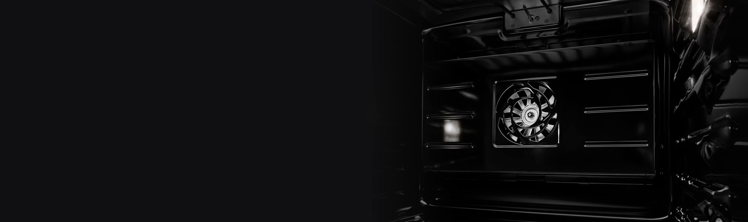 Interior of a convection oven