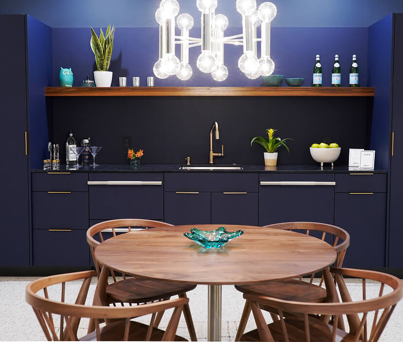 A modern home bar for entertaining and hosting wine tastings