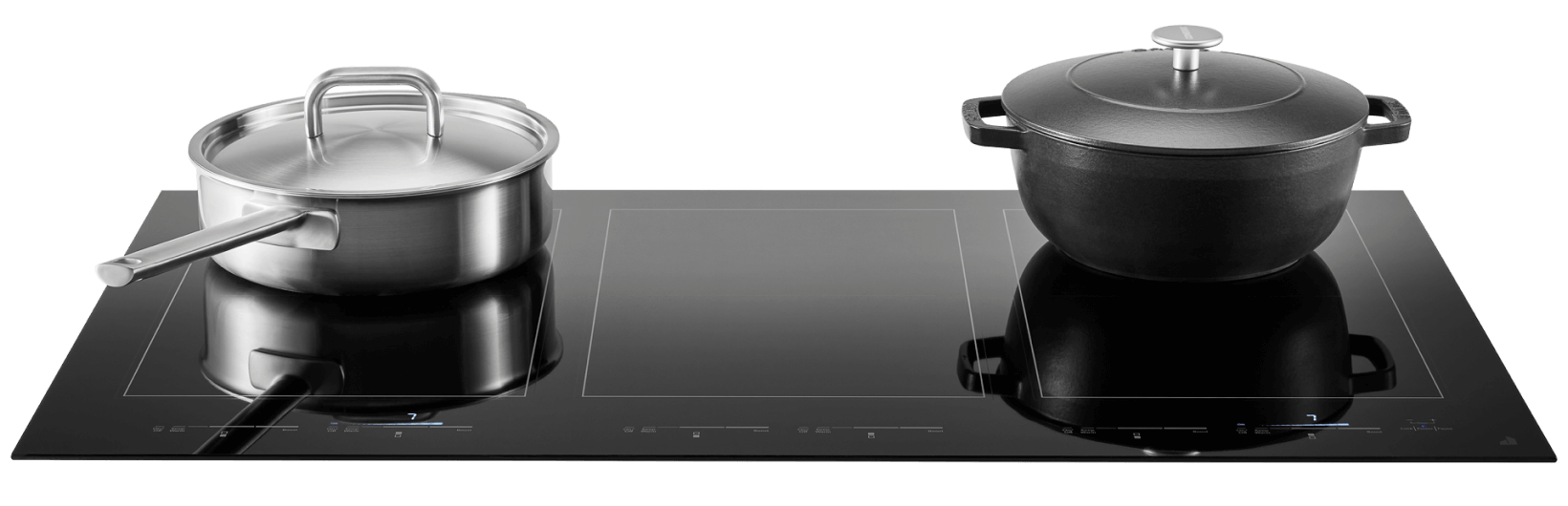 Pots and pans on a JennAir® induction cooking surface Pots and pans on a JennAir® induction cooking surface