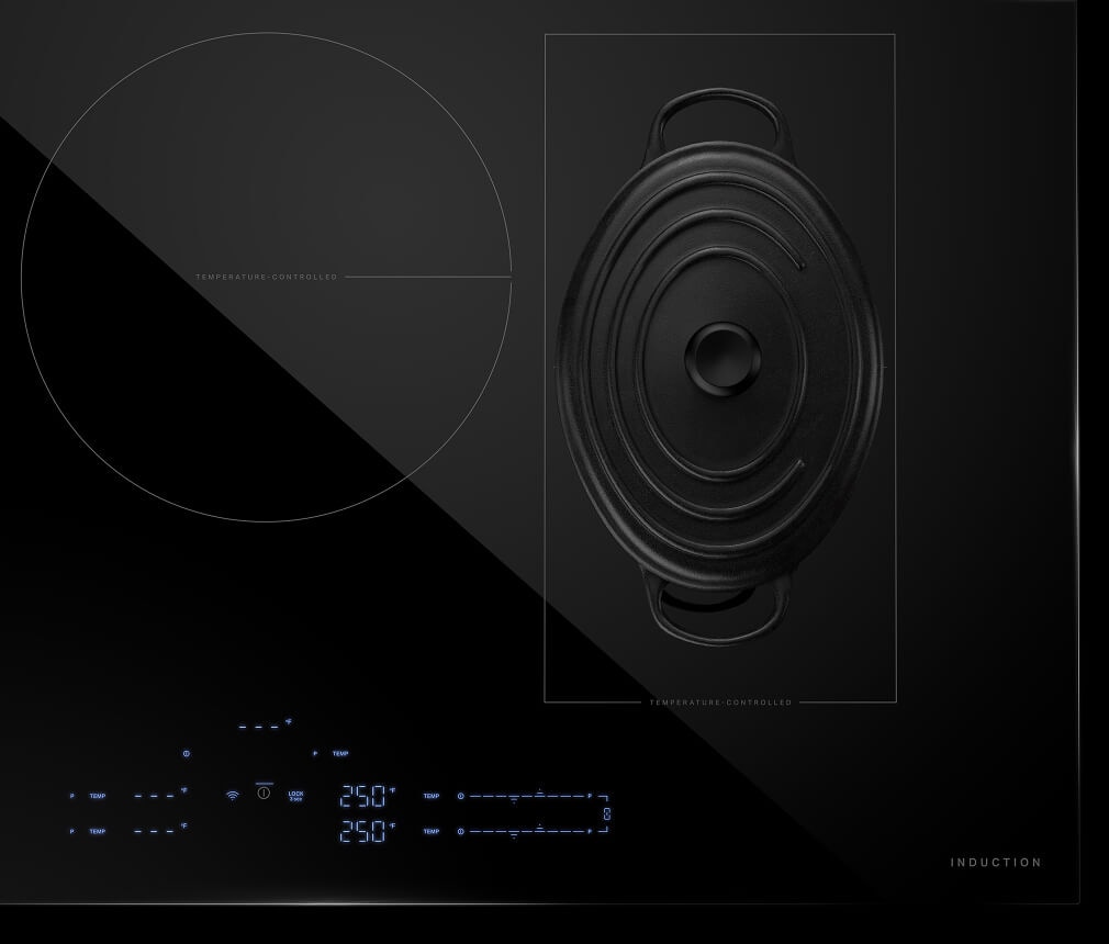 An oval stock pot using the rectangular Flex-Choice™ Zones. 