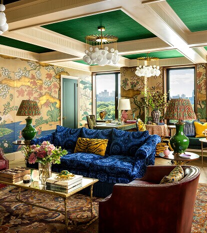 A colorful, patterned living room designed by Corey Damen Jenkins. A colorful, patterned living room designed by Corey Damen Jenkins.