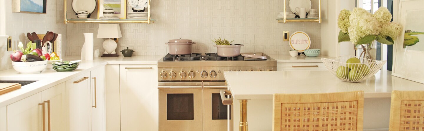 The kitchen, outfitted with JennAir® appliances at Ten Easy in Nantucket. 