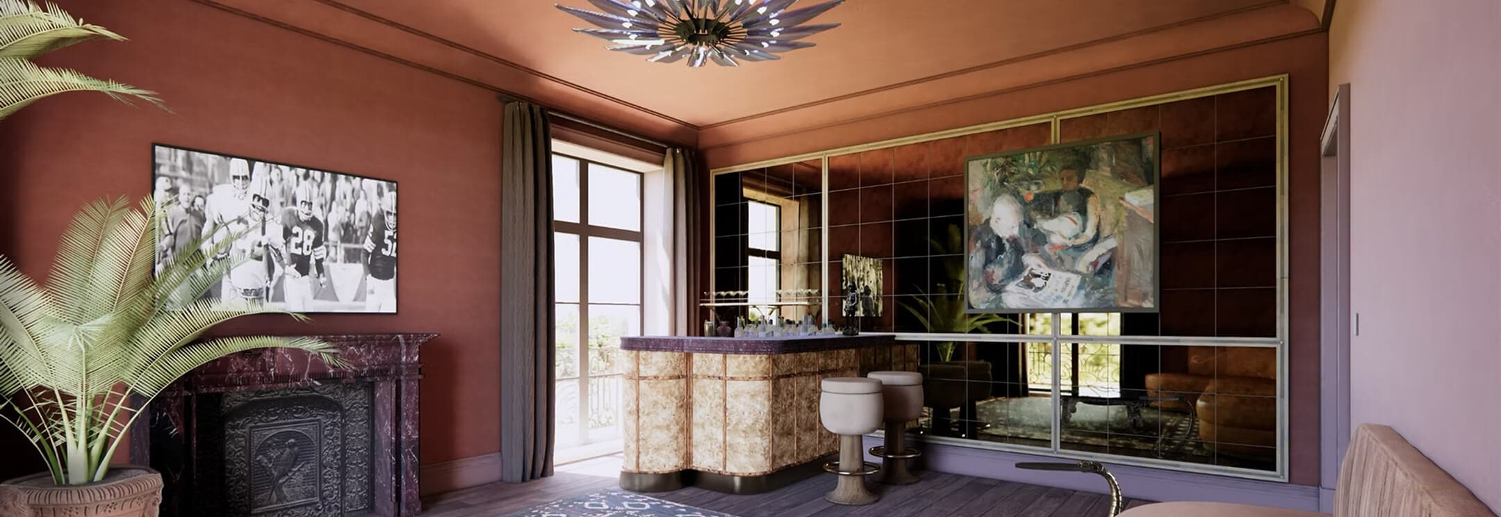 The “Overlook Hideaway” Bar in the Kips Bay Dallas Show House