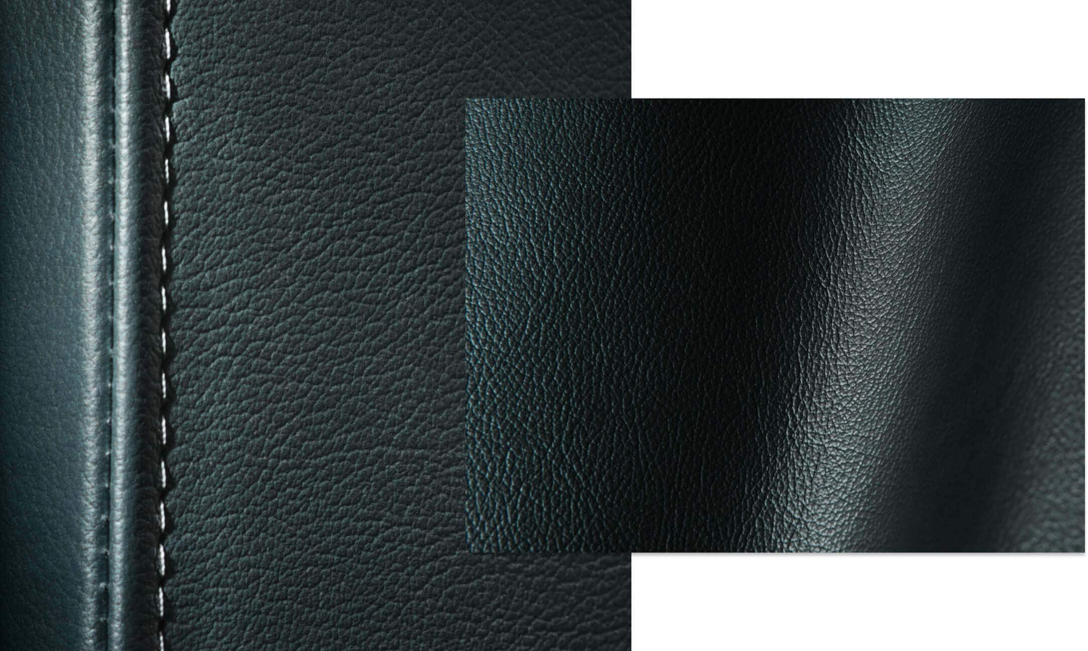 A pair of close-up images of the Mystic Leather Panel’s texture.