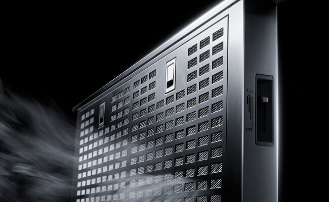 A raised JennAir Telescoping Downdraft Ventilation System. A raised JennAir Telescoping Downdraft Ventilation System.