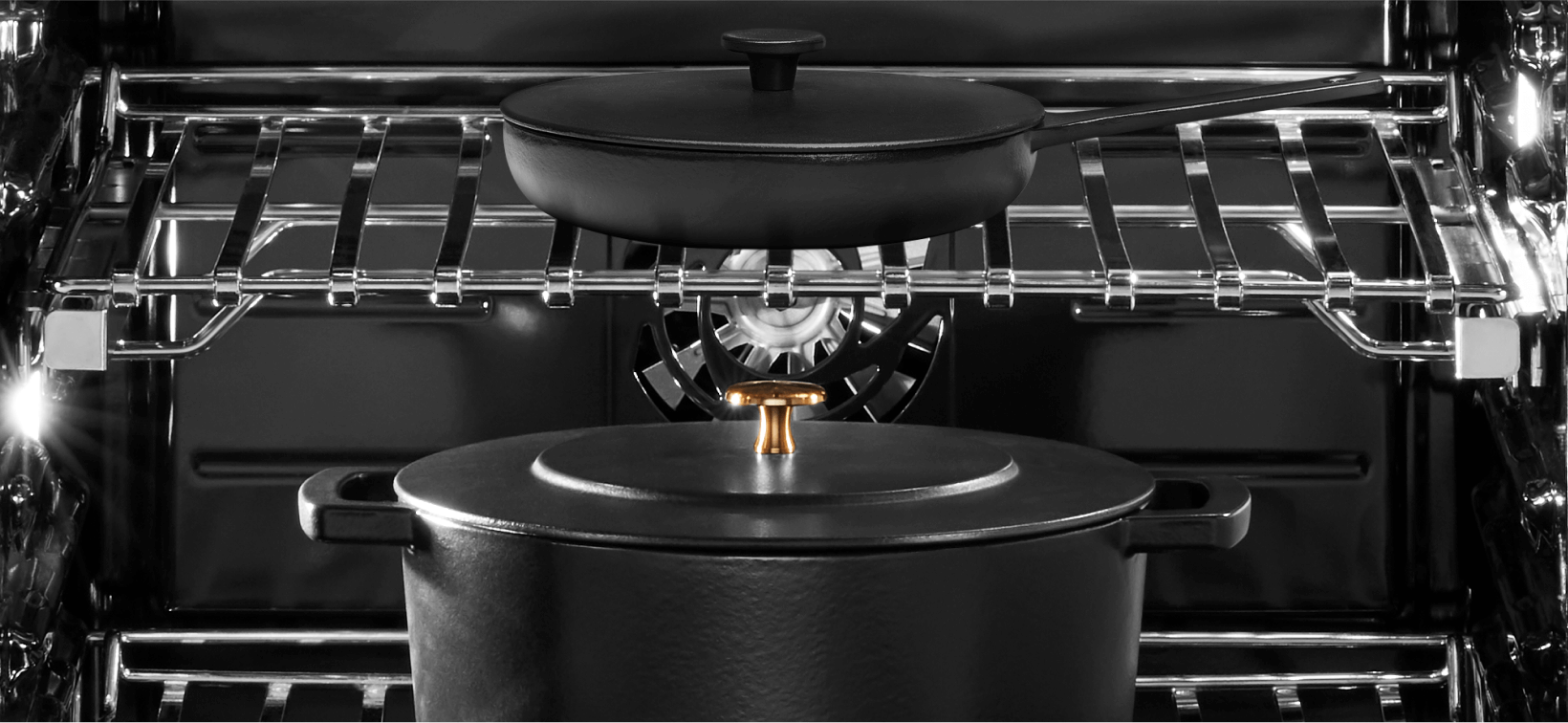 Cookware in a JennAir Wall Oven.  Cookware in a JennAir Wall Oven.