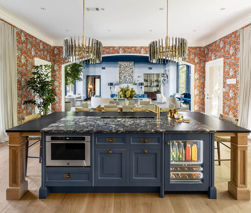 A large kitchen island for entertaining