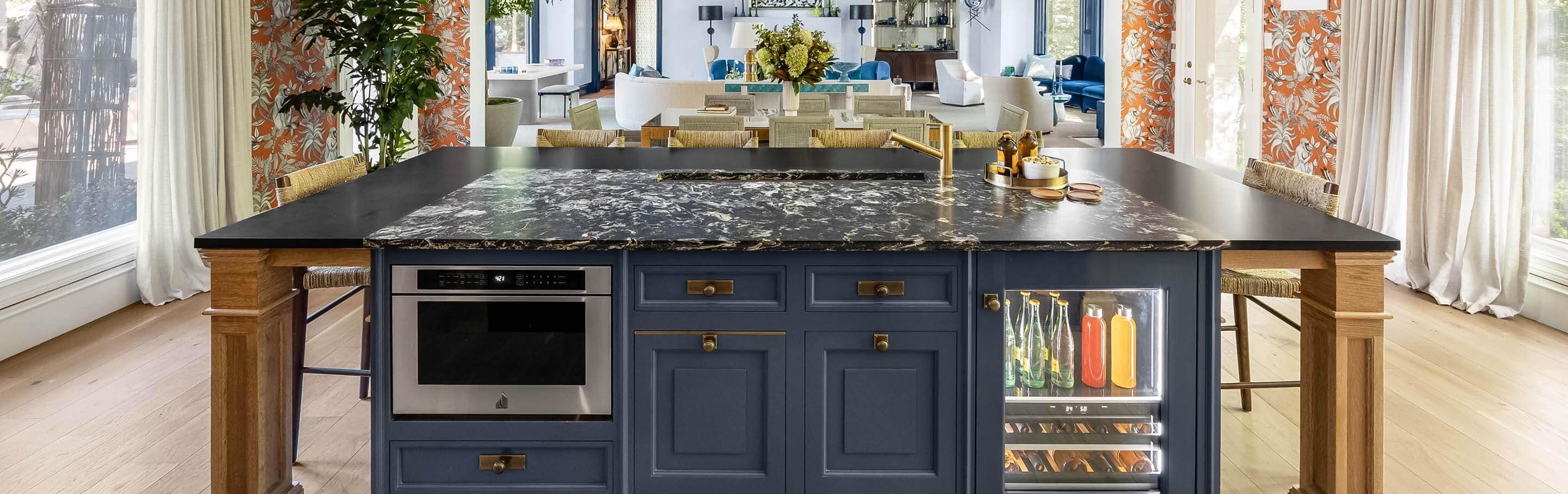 A large kitchen island for entertaining