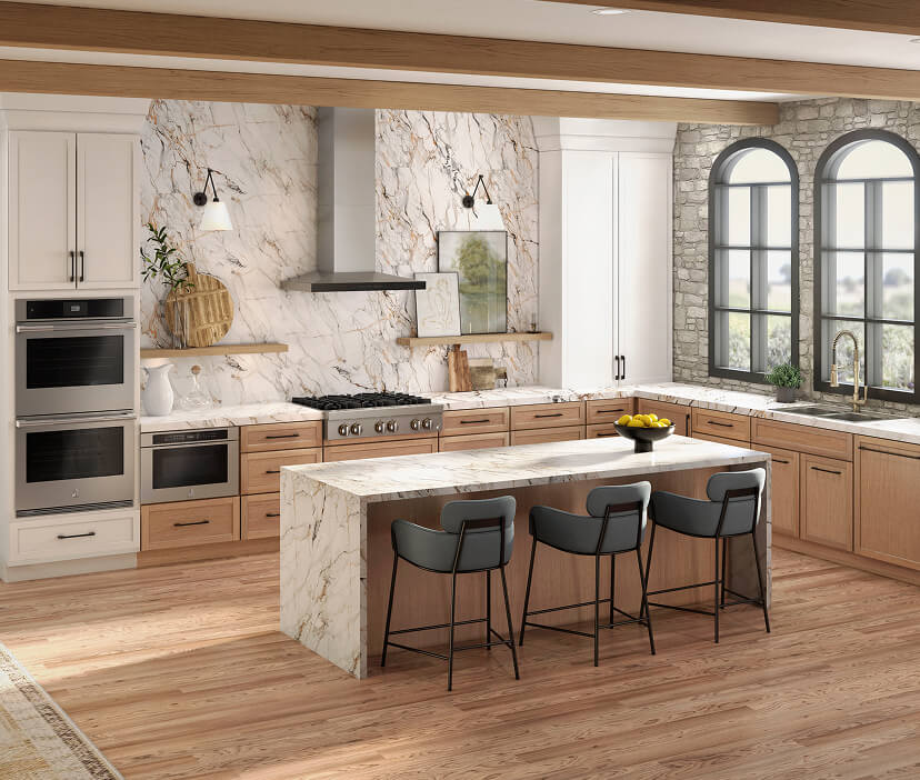 A modern open kitchen with luxury appliances designed for entertaining