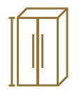An icon of a refrigerator showing the height.