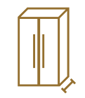 An icon of a refrigerator showing the depth. 
