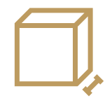 An icon of a box with a line measuring the depth.