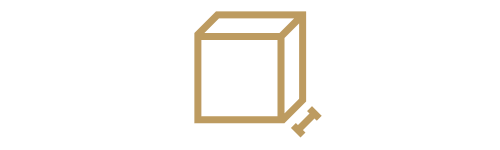 An icon of a box with a line measuring the depth.