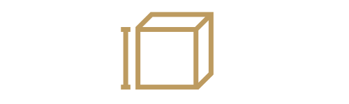 An icon of a box with a line measuring the height. 