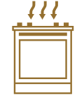 An icon of a downdraft range.