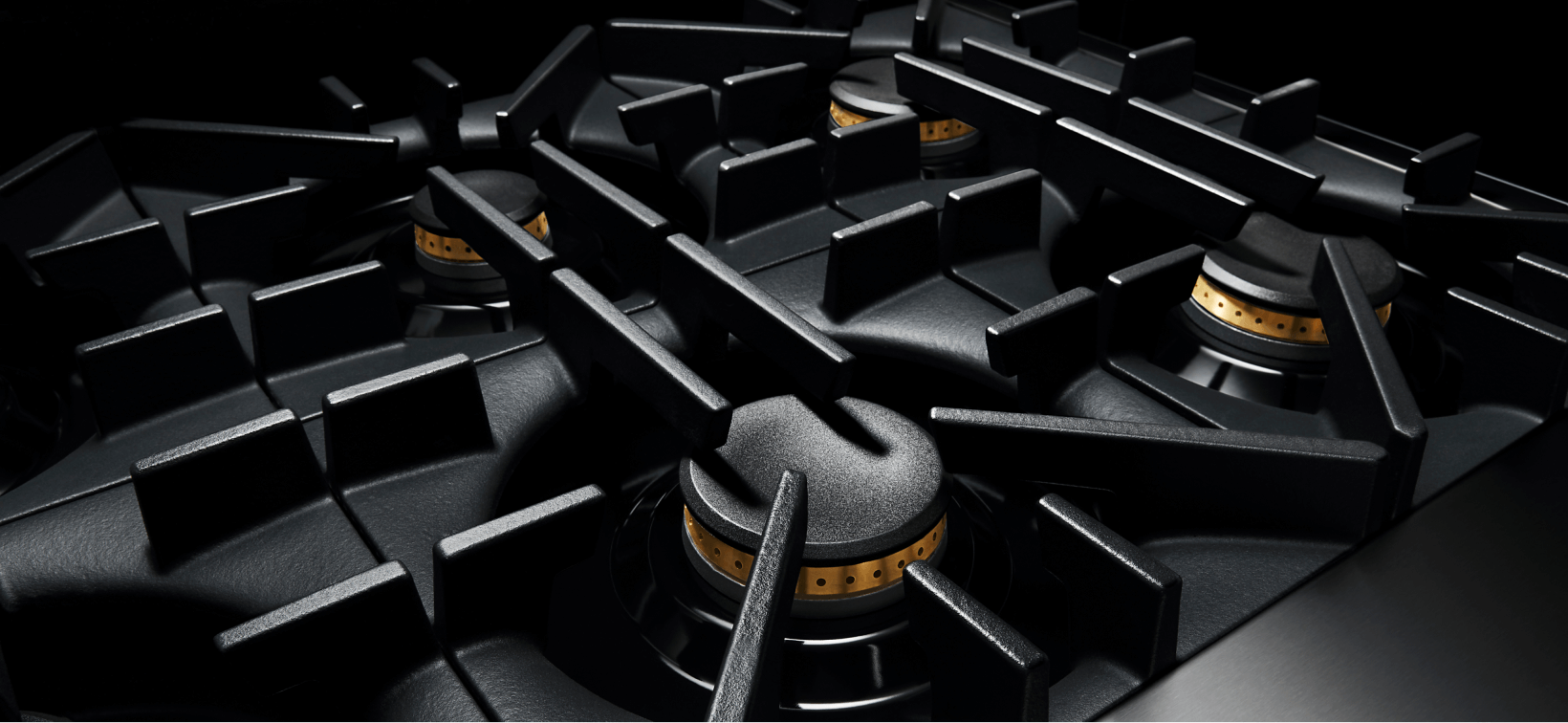 The cast-iron grates on a JennAir Range. 