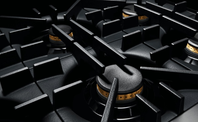 The cast-iron grates on a JennAir Range. 