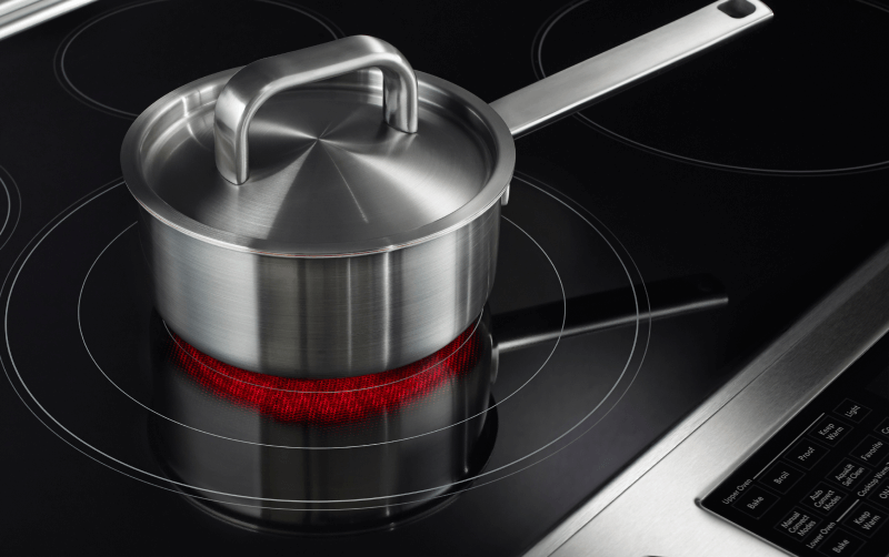 Cookware on an electric element.  Cookware on an electric element.