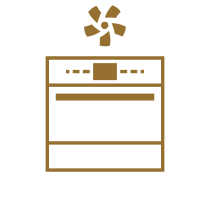 An icon of a convection wall oven.
