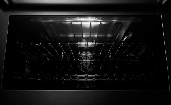 The Daring Obsidian Interior of a JennAir Wall Oven. 