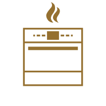 An icon of a steam wall oven. 