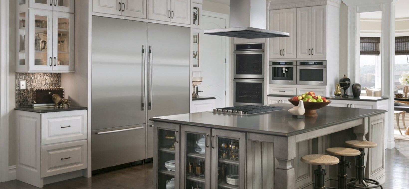 High-end kitchen with stainless steel appliances