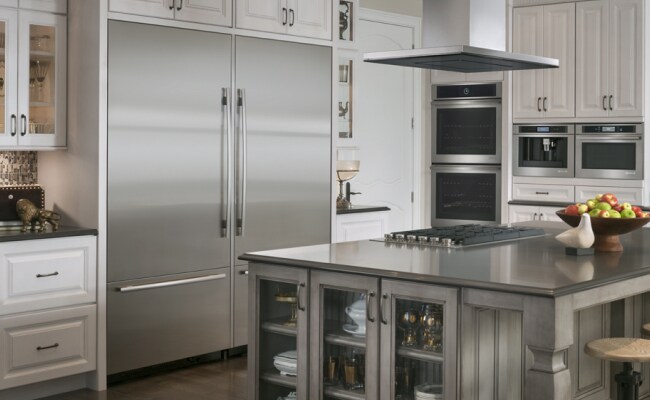 High-end kitchen with stainless steel appliances