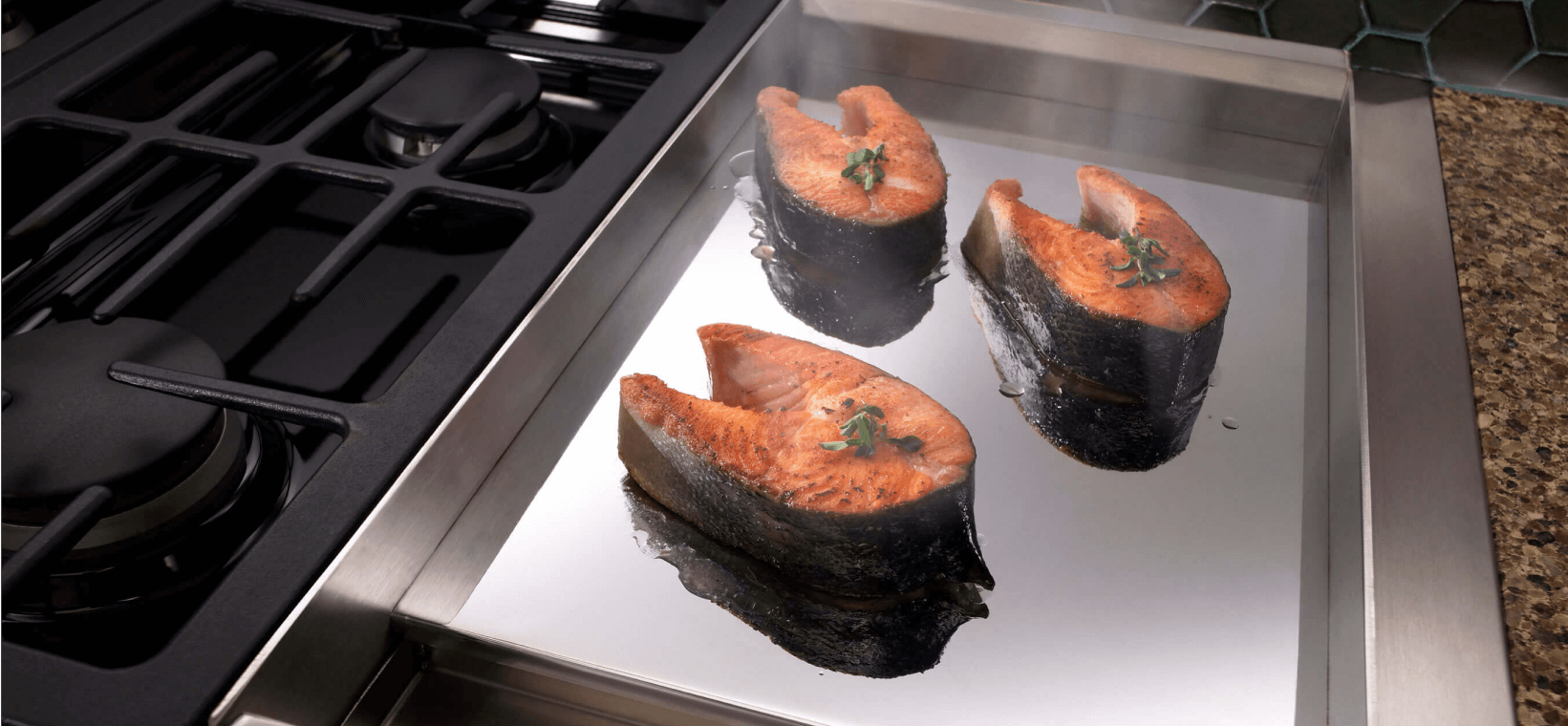 Food cooking on a range