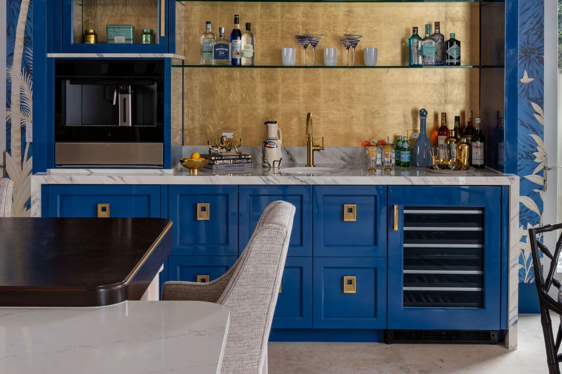 Built-in wine refrigerators seamlessly integrated into a beverage bar.