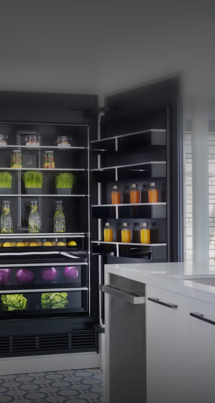 An open, fully stocked Column pair in a real kitchen.