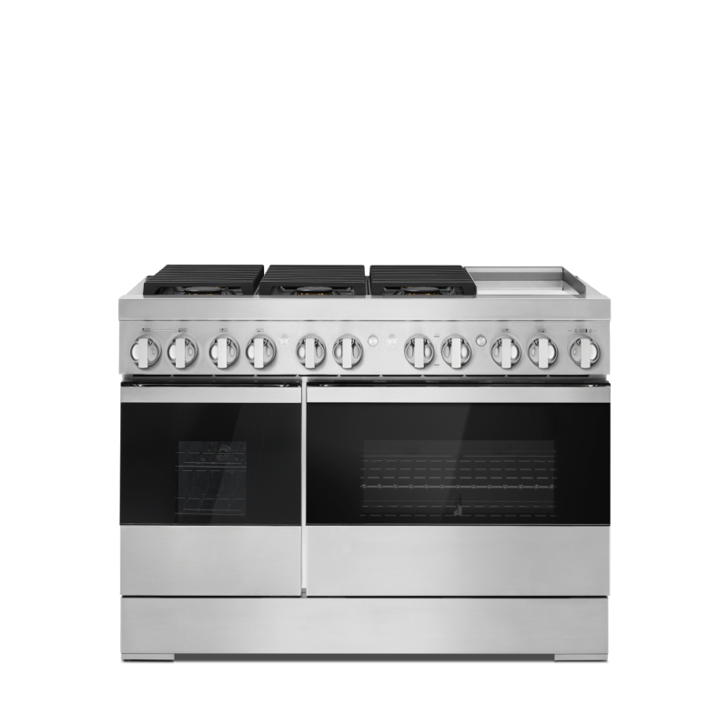 A JennAir 48" NOIR™ Dual-Fuel Range.
