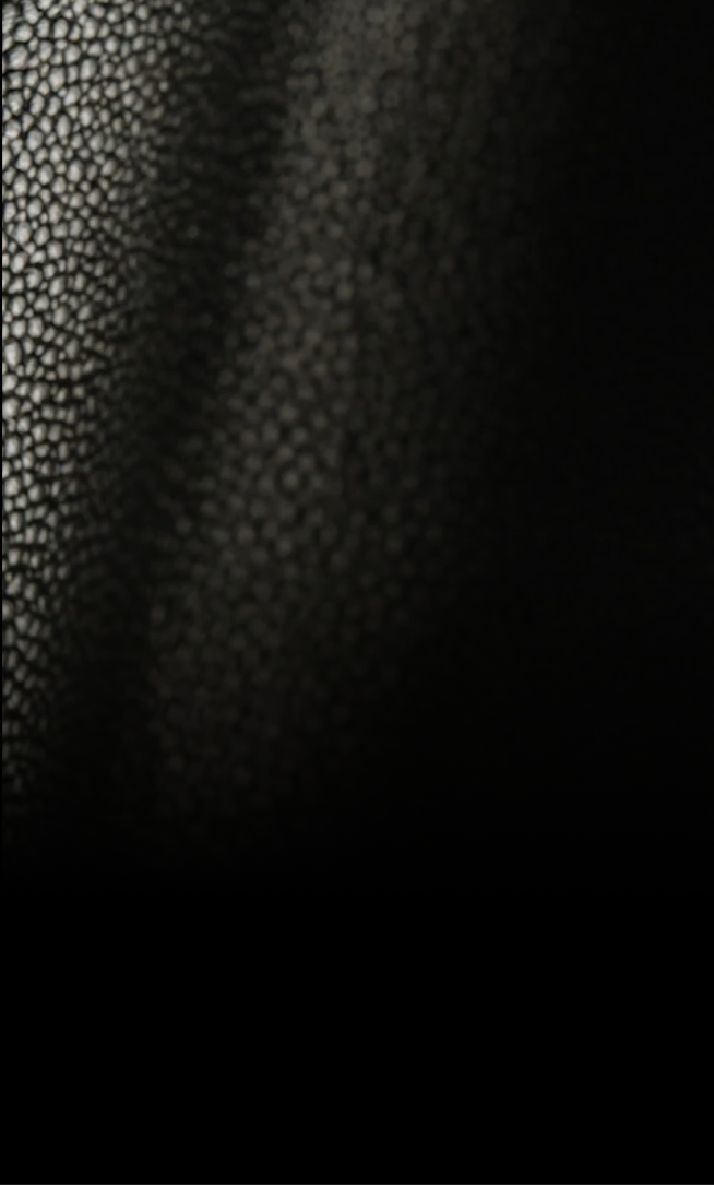 A close-up view of the texture of the black Caviar leather.