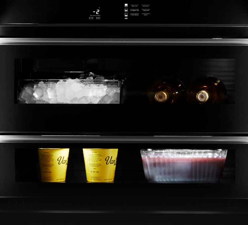 A filled ice bin in a Column Freezer.