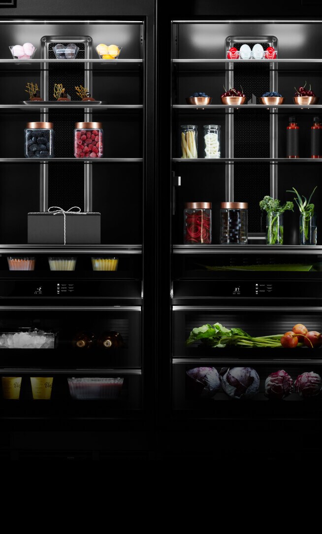 The interior of two Columns, filled with fine ingredients and luxury dishware. 