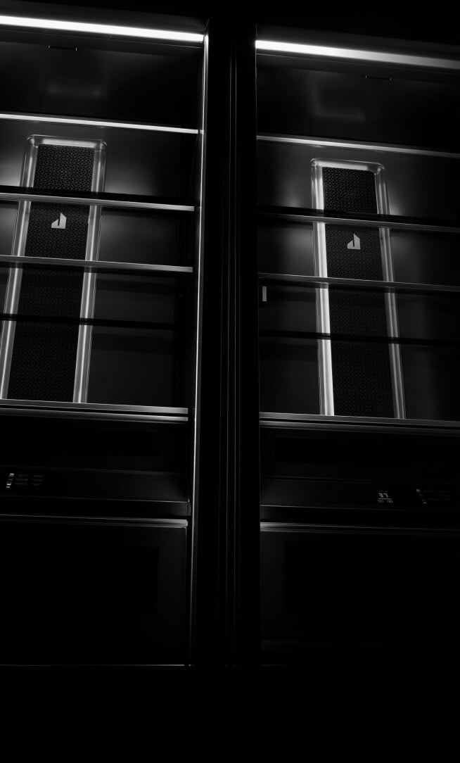 The striking Daring Obsidian interior of a JennAir® Columns pair.