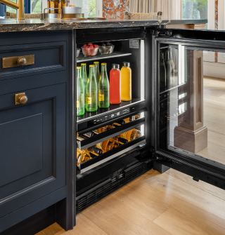 An open JennAir® Beverage Center.