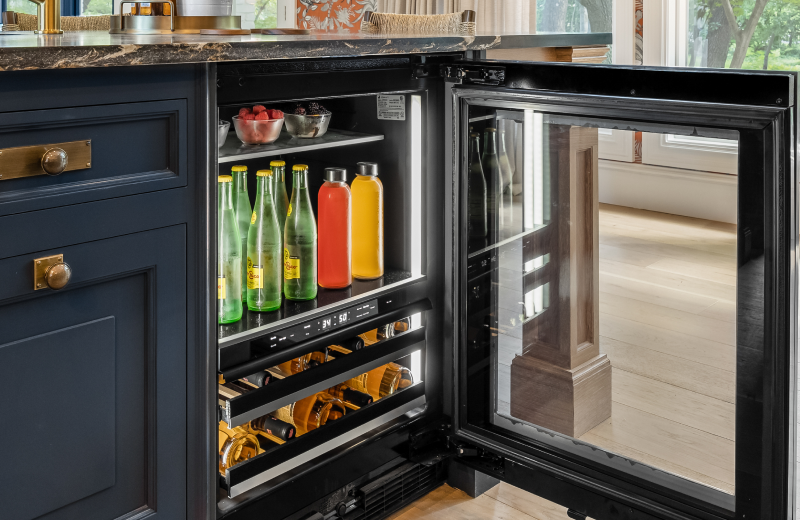 An open JennAir® Beverage Center.