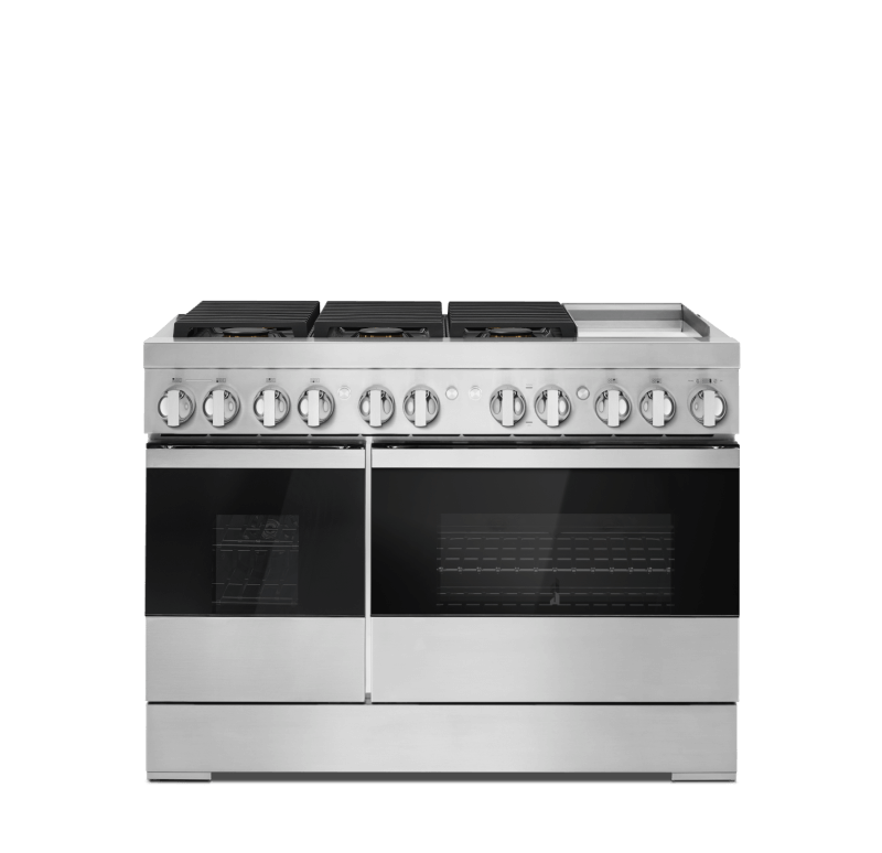 A JennAir 48" NOIR™ Dual-Fuel Range.