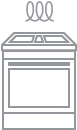 A slide-in range with an induction symbol above it.