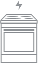 An icon of a slide-in range with an electric symbol above it.