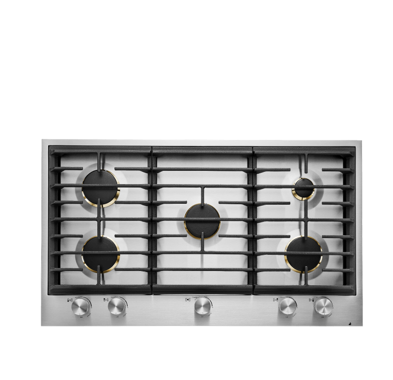 A 36" Euro-Style 5-Burner Gas Cooktop.