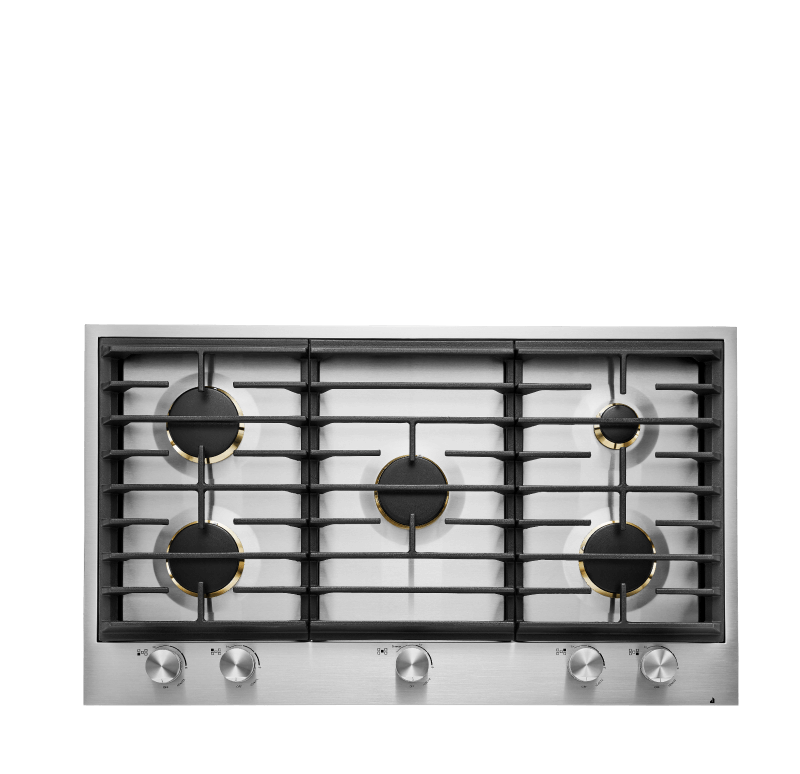 A JennAir® EuroStyle 5-Burner Cooktop.